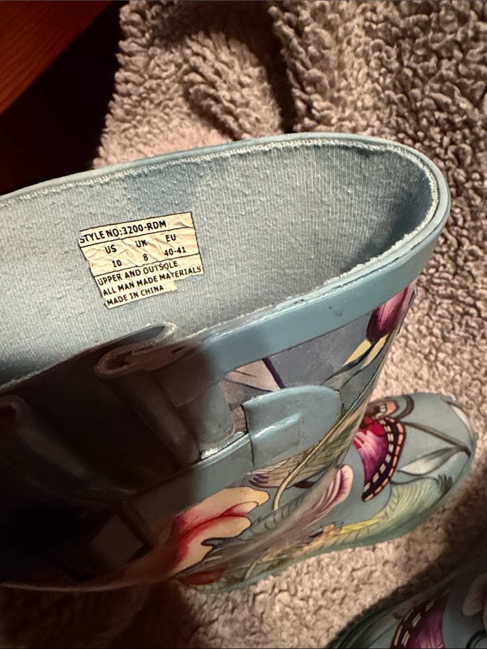 Anuschka Blue Floral & Butterfly Tall Women's Rain Boots 10 women - Picture 2 of 6
